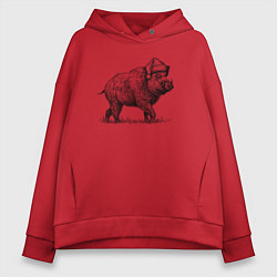 Женское худи оверсайз Новогодний кабан