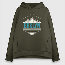 Толстовка оверсайз женская Brooklyn city, цвет: хаки