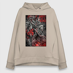Женское худи оверсайз Painkiller and demon - comix style