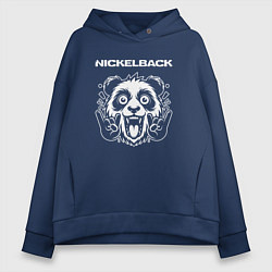Толстовка оверсайз женская Nickelback rock panda, цвет: тёмно-синий