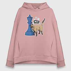 Женское худи оверсайз Кот Оникс и шахматный ферзь