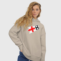 Толстовка оверсайз женская Футбол Англии, цвет: миндальный — фото 2