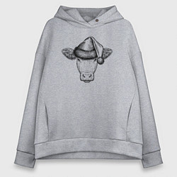 Женское худи оверсайз Буренка новогодняя