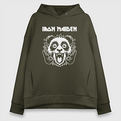 Толстовка оверсайз женская Iron Maiden rock panda, цвет: хаки
