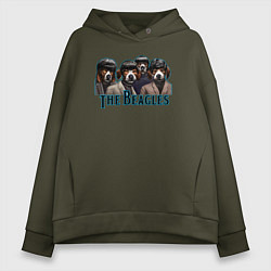 Толстовка оверсайз женская Beatles beagles, цвет: хаки