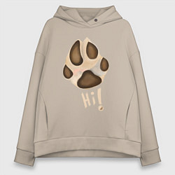 Женское худи оверсайз Лапа собаки акварелью
