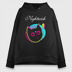 Женское худи оверсайз Nightwish rock star cat