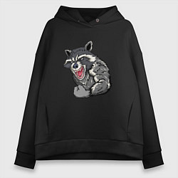 Толстовка оверсайз женская Raccoon, цвет: черный