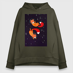 Женское худи оверсайз Лисы в невесомости