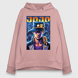 Толстовка оверсайз женская Jojo - Jotaro Kujo ai art, цвет: пыльно-розовый