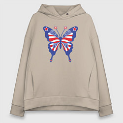 Толстовка оверсайз женская USA butterfly, цвет: миндальный