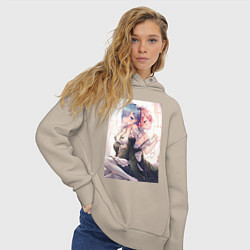 Толстовка оверсайз женская ReZero Рем - Жизнь с нуля в альтернативном мире, цвет: миндальный — фото 2