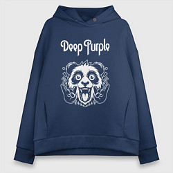Толстовка оверсайз женская Deep Purple rock panda, цвет: тёмно-синий