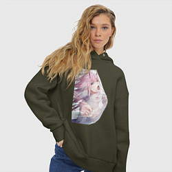 Толстовка оверсайз женская Милый во Франксе Zero Two, цвет: хаки — фото 2