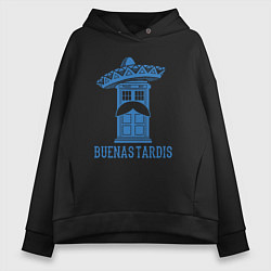 Толстовка оверсайз женская Buenas tardis, цвет: черный