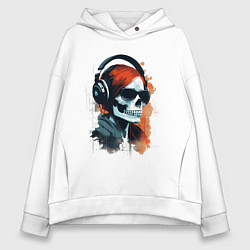 Женское худи оверсайз Grunge redhead girl skull