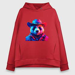 Женское худи оверсайз Панда ковбой