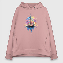 Женское худи оверсайз Парусник на закате