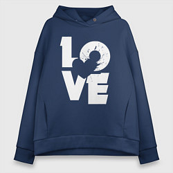 Толстовка оверсайз женская Love heart, цвет: тёмно-синий