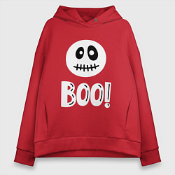 Женское худи оверсайз Страшный белый смайлик: Буу!
