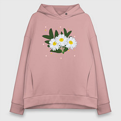 Женское худи оверсайз Ромашка белая