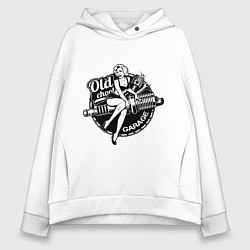 Толстовка оверсайз женская Old school garage, цвет: белый