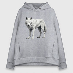 Женское худи оверсайз Белый волк альфа