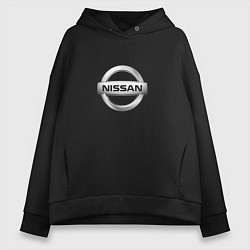 Толстовка оверсайз женская Nissan logo, цвет: черный