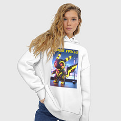 Толстовка оверсайз женская Cyber pikachu - ai art neon glow fantasy, цвет: белый — фото 2