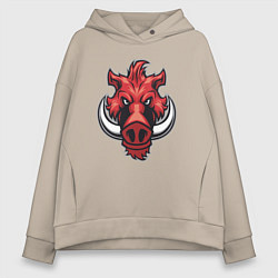 Женское худи оверсайз Красный кабанчик