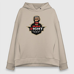 Толстовка оверсайз женская MMA fight night, цвет: миндальный