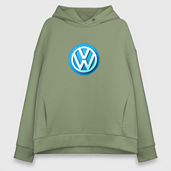 Толстовка оверсайз женская Volkswagen logo blue, цвет: авокадо