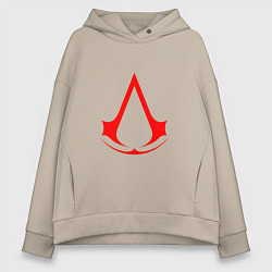 Женское худи оверсайз Red logo of assassins