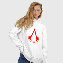 Толстовка оверсайз женская Red logo of assassins, цвет: белый — фото 2