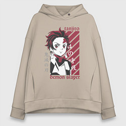 Женское худи оверсайз Тандзиро Камадо серьезный Клинок рассекающий демон