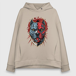 Женское худи оверсайз Свирепый питбуль голова