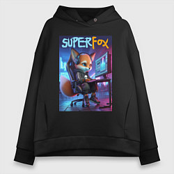 Женское худи оверсайз Super fox gamer - ai art fantasy