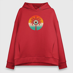 Женское худи оверсайз Ретро пальма с большим глазом