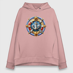 Женское худи оверсайз Морской якорь в спасательном круге