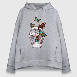 Женское худи оверсайз Бабочки и череп