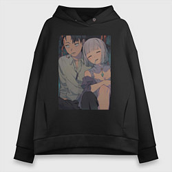 Женское худи оверсайз Re:Zero Субару Нацуки Эмилия