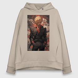 Толстовка оверсайз женская Ван-Пис Санджи кок, цвет: миндальный