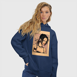 Толстовка оверсайз женская Нана Осаки Вокалистка панк-группы Black Stones, цвет: тёмно-синий — фото 2