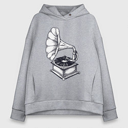 Женское худи оверсайз Звук пластинки