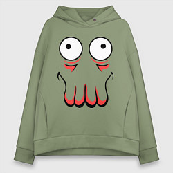 Толстовка оверсайз женская John Zoidberg Face, цвет: авокадо