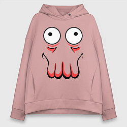 Толстовка оверсайз женская John Zoidberg Face, цвет: пыльно-розовый