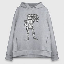 Женское худи оверсайз Робот с бумбоксом