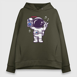 Женское худи оверсайз Космонавт с бумбоксом