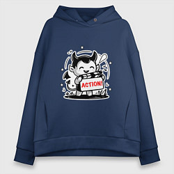 Женское худи оверсайз Чертик с кинохлопушкой