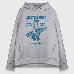 Женское худи оверсайз Забавная лама с доской для серфинга море отпуск